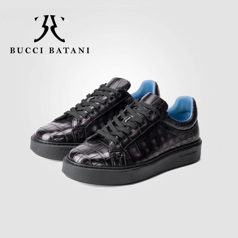 BUCCI BATANI新款休闲时尚板鞋鳄鱼皮超轻EVA底潮鞋轻奢男鞋 B127