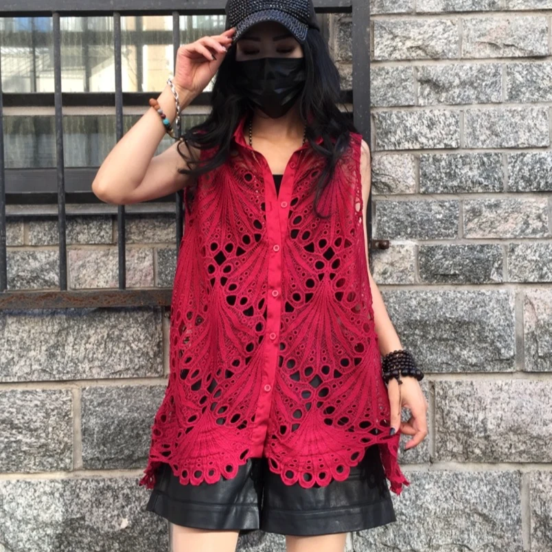 马甲蕾丝大码针织时尚百搭夏季镂空薄款