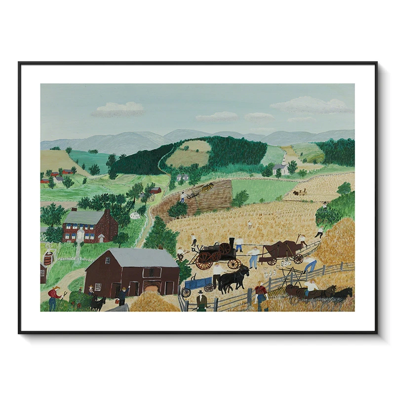 摩西奶奶《麦香》《冬雪系列》治愈系客厅装饰画高级感水晶画童真小众