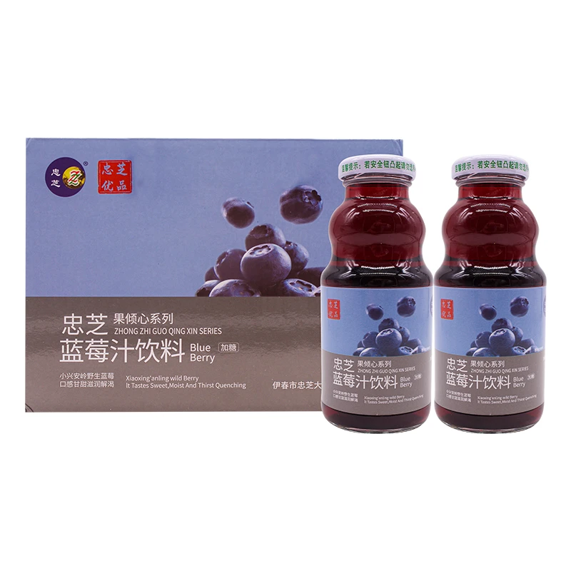 ZZ/忠芝【厂家直供】野生蓝莓果汁饮料248ml/瓶*6蓝莓汁常温营养