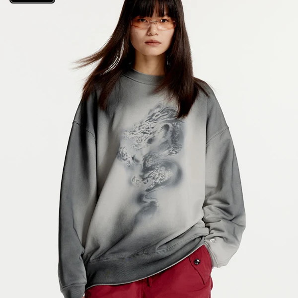 STARTER 24年春灰色喷绘印花潮流龙年限定男女同款 SA41SW002