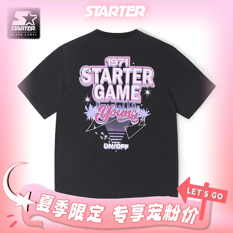 STARTER 2024夏新款美式复古游戏主题休闲潮流印花袖T恤SA42TS017