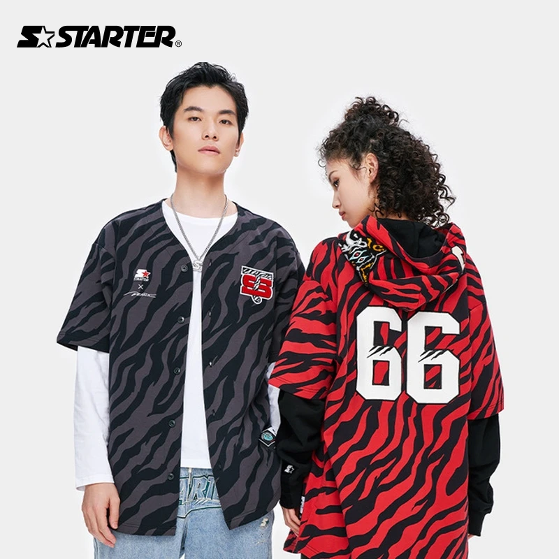 STARTER夏男女同款潮流情侣短袖开衫时尚休闲百搭外套STH1C7599