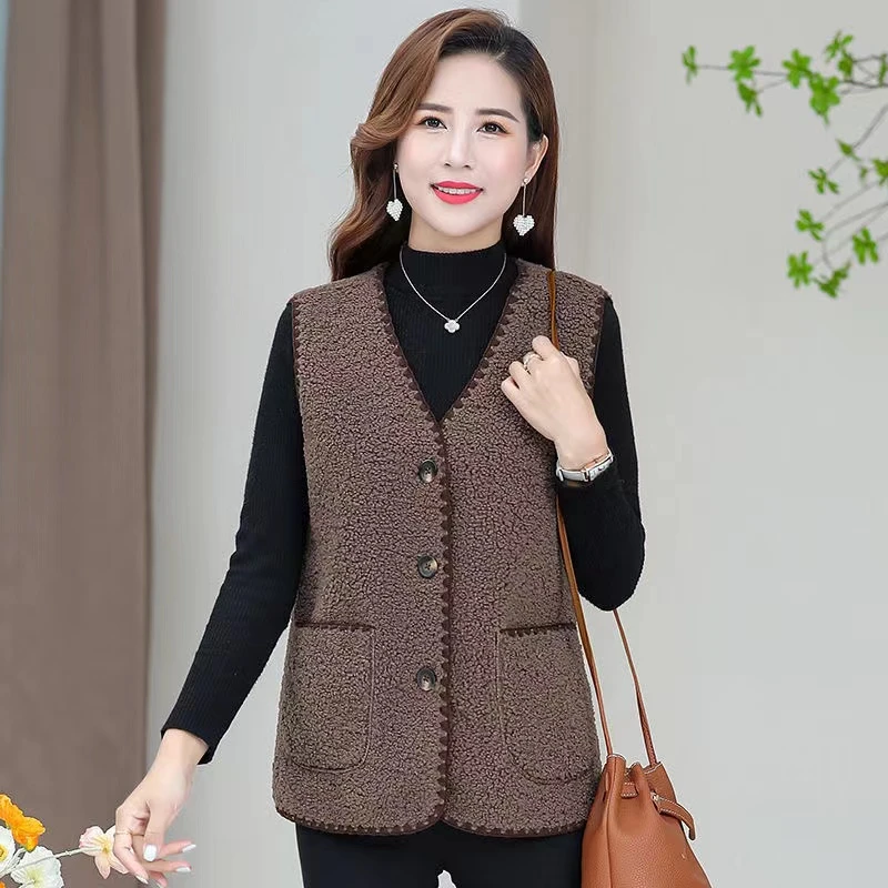 韩版百搭时尚马夹短款网红休闲春秋无袖秋冬皮毛一体外穿中年