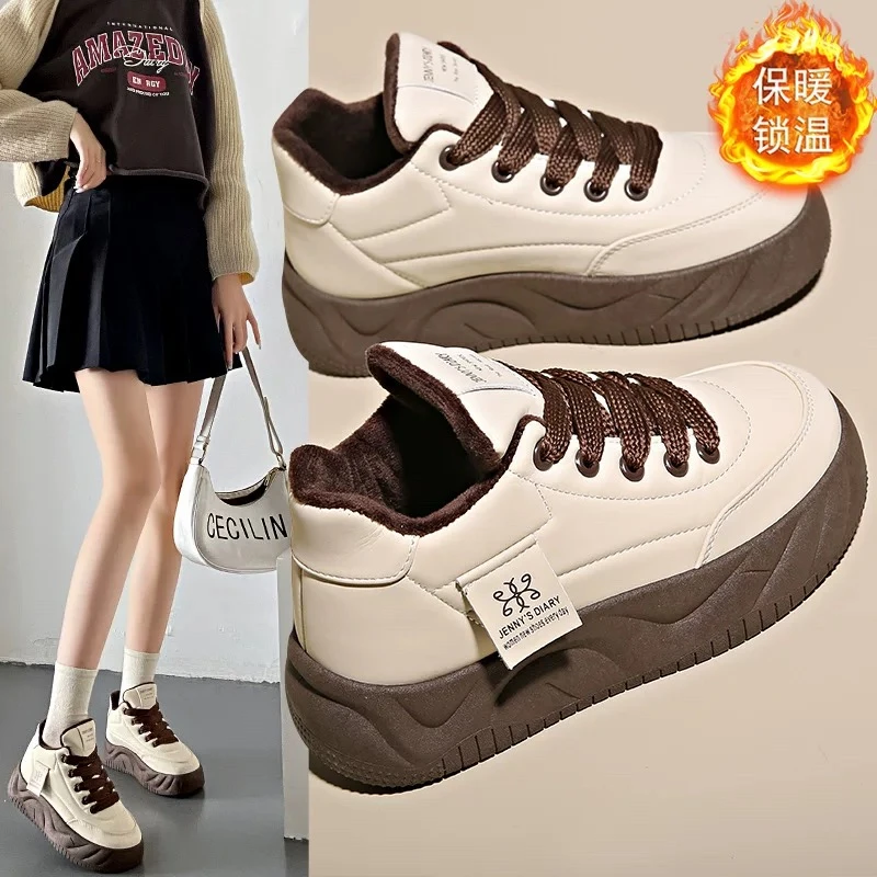 私魅面包鞋秋季新款百搭加绒加厚休闲鞋板鞋女棉鞋