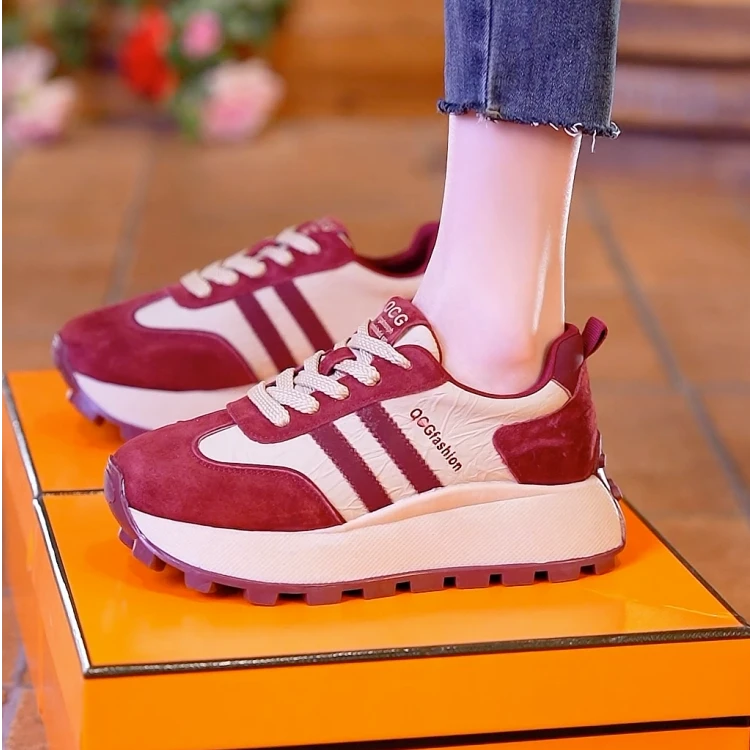 私魅秋冬新款增高加绒阿甘鞋软底舒适百搭厚底鞋（十一月）