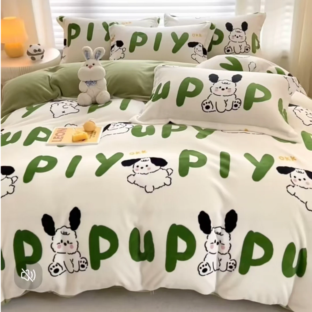 899家纺加绒加厚保暖卡通四件套床裙款200*230小清新