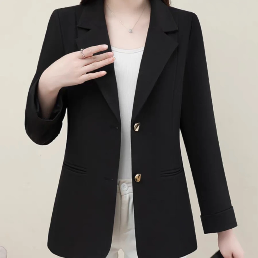 尹中年妈妈春薄款西装2025新款时尚气质纯色简约修身职业女士西服