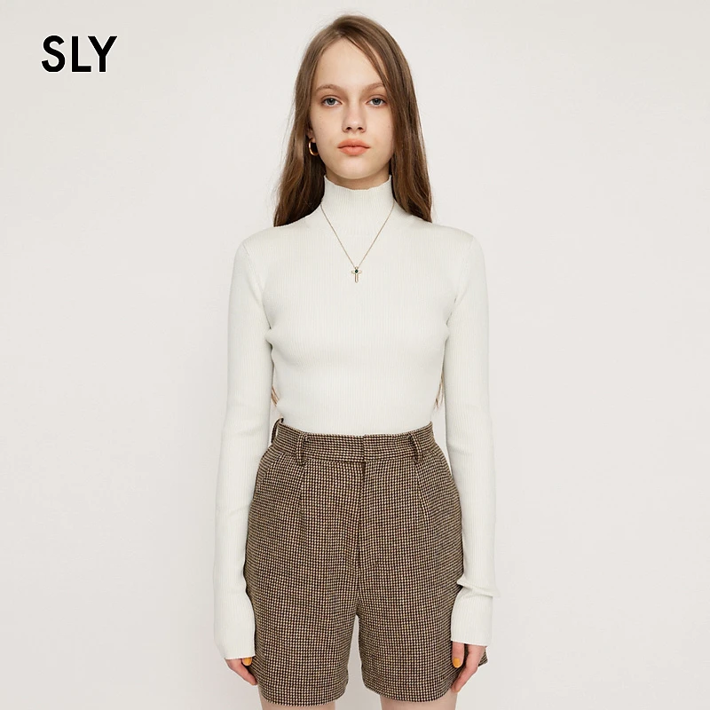 2024秋冬季新款高领打底针织衫修身保暖长袖简约通勤风基础款白色