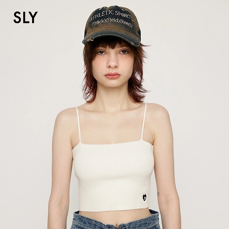 2024早秋小众运动休闲修身针织吊带背心女内搭短款辣妹纯色夏季