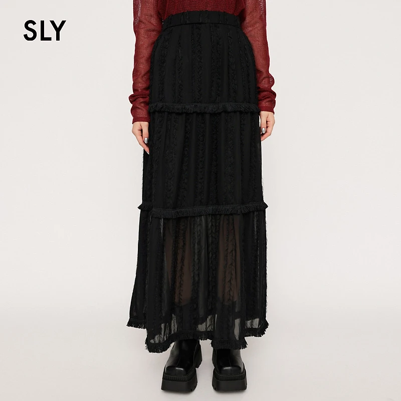 秋季新款小白裙休闲长款半身裙简约秋冬温柔蕾丝初恋感时尚黑色