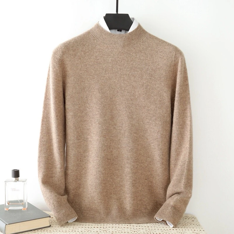 （男）100%纯羊毛（美利奴）半高领男毛衣