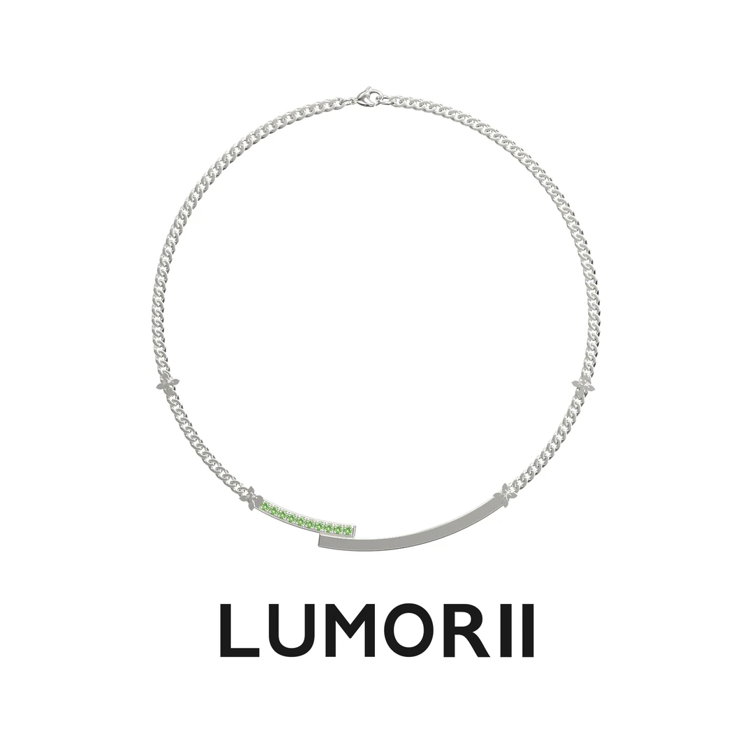 LUMORII 铜合金项链 叠环十字花笑脸项链小众设计高级感ins中性风