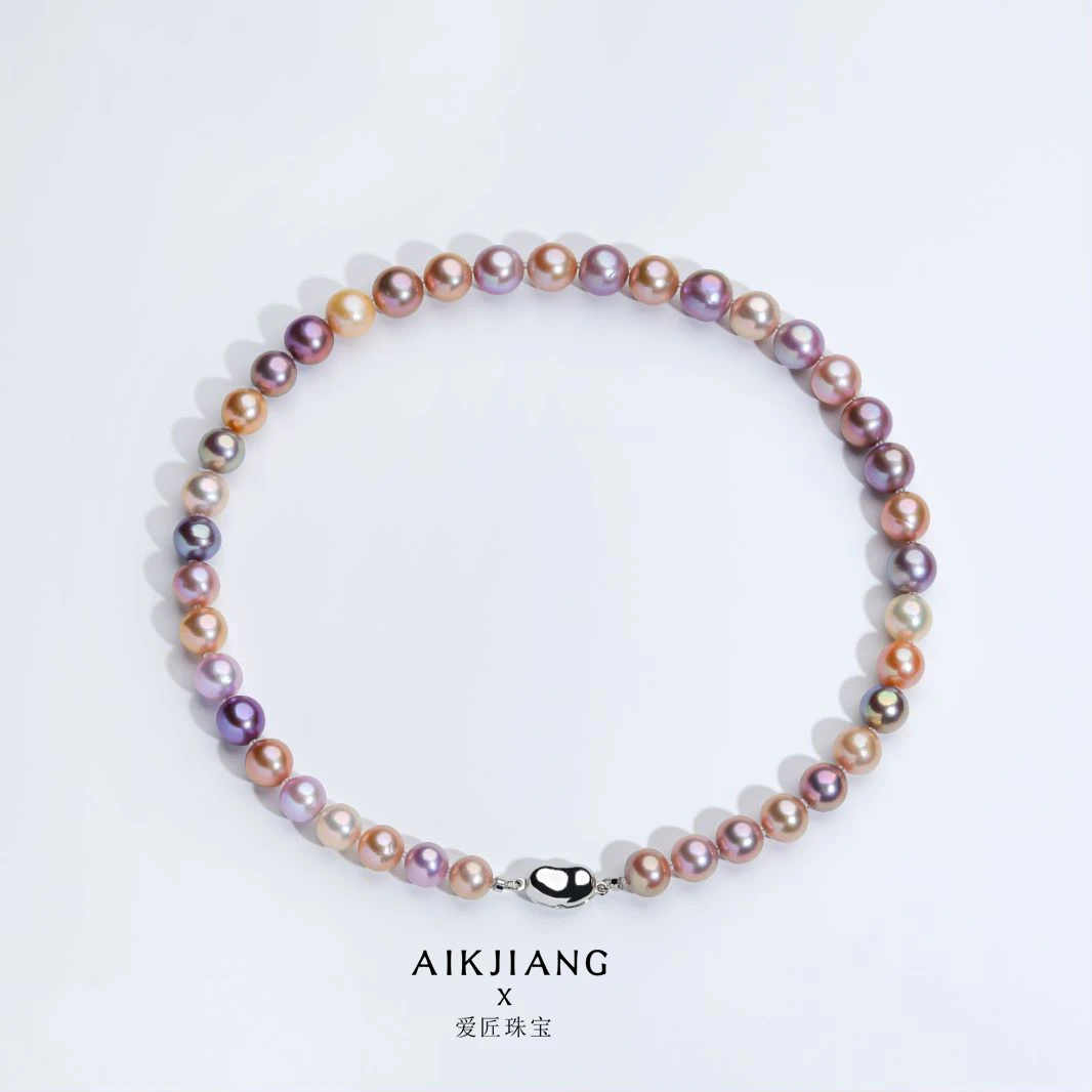 AIKJIANG/爱匠【生如夏花】淡水珍珠七彩琉璃色混彩满珠项链8-11mm