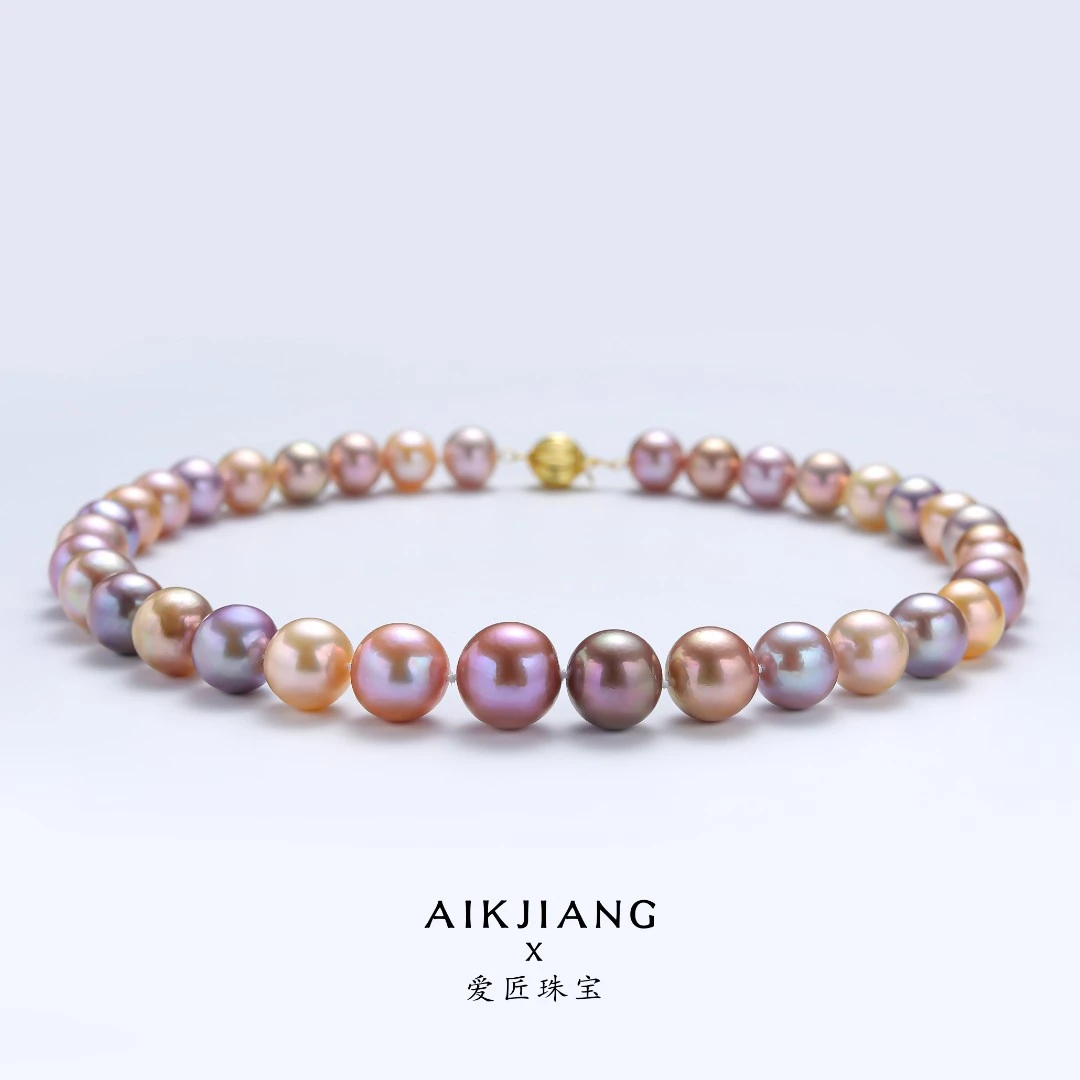 AIKJIANG/爱匠【白总】淡水大点位糖果色珍珠项链灯笼扣11-13mm