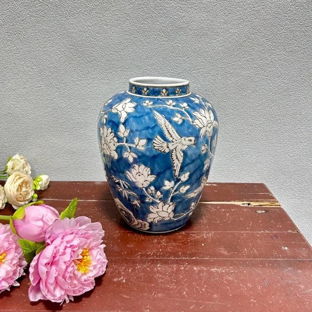 浮雕花鸟梅竹花瓶花插