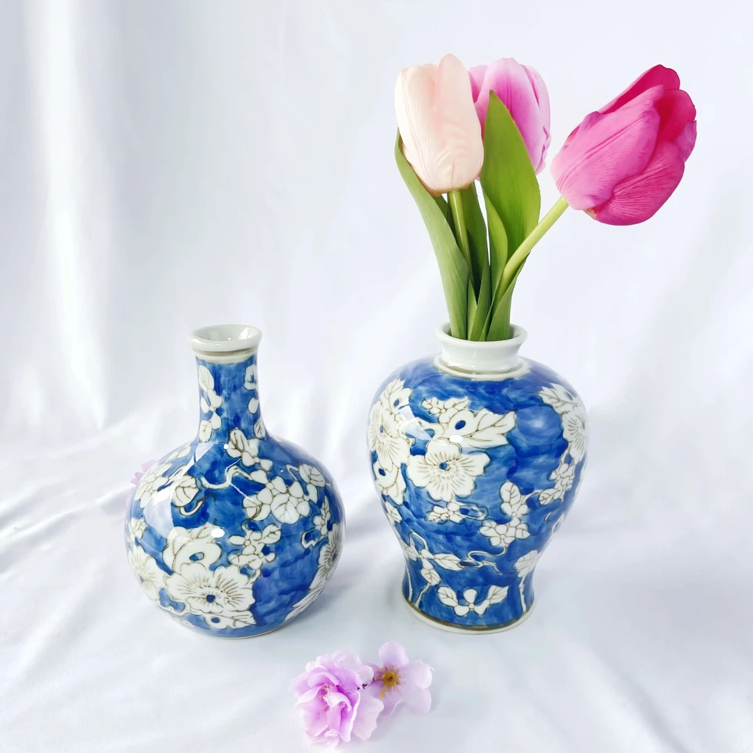 高端瓷器小花瓶插花花瓶摆件客厅插花花瓶陶瓷摆件观赏瓷器手工