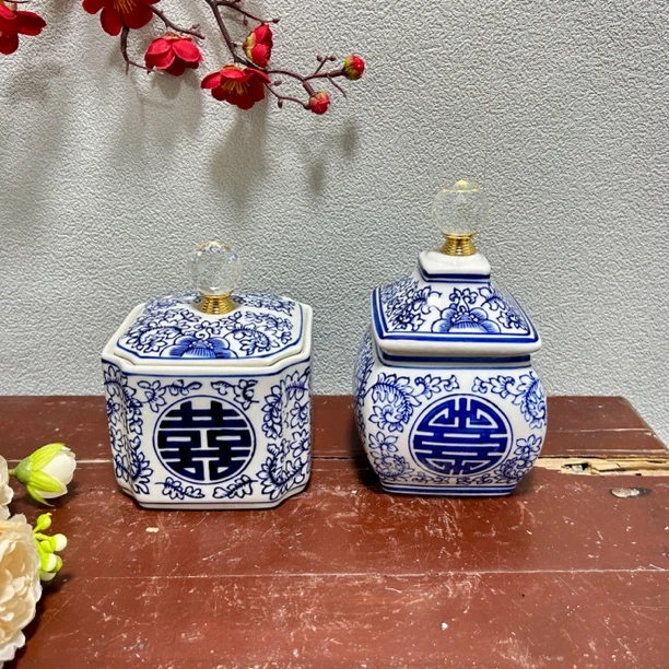 茶叶罐带盖创意罐子储物喜字罐储存罐复古新中式储粮罐高档瓷罐