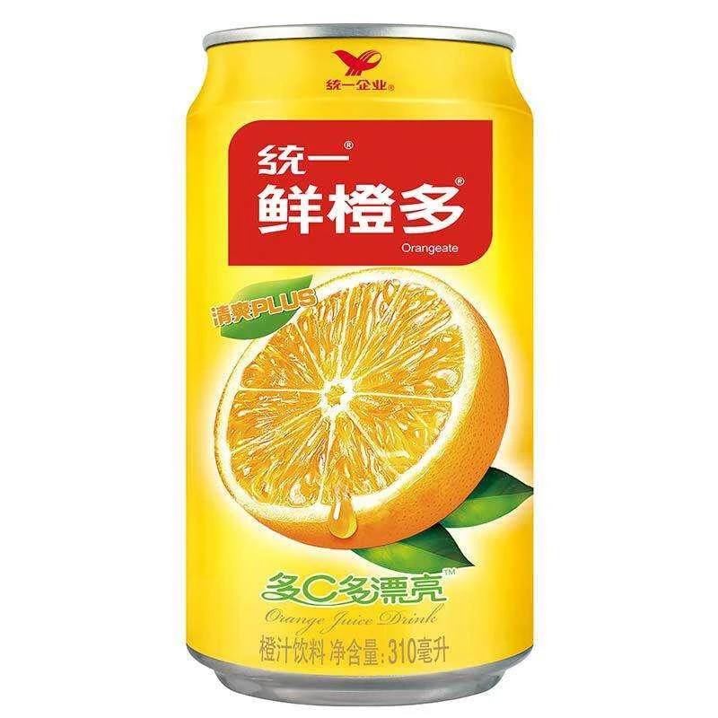 【统|一鲜橙多】橙汁310ML*6/12罐整箱装富含维生素C果汁饮料k