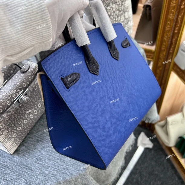 20cm拼色拼皮小房子女包ep拼鳄鱼拼sf皮全手缝