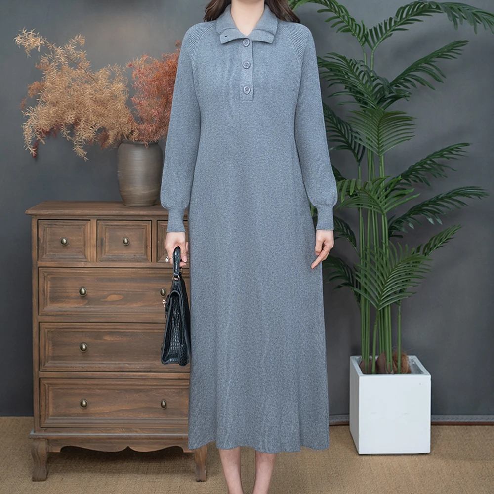 2024秋冬洋气显瘦宽松亲肤气质长袖连衣裙长裙  2311-167