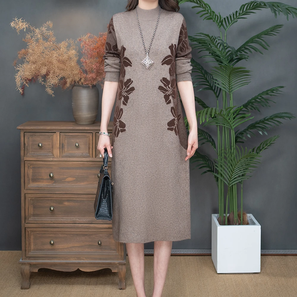 2025春款新款显瘦侧面织花亲肤气质连衣裙2411-137