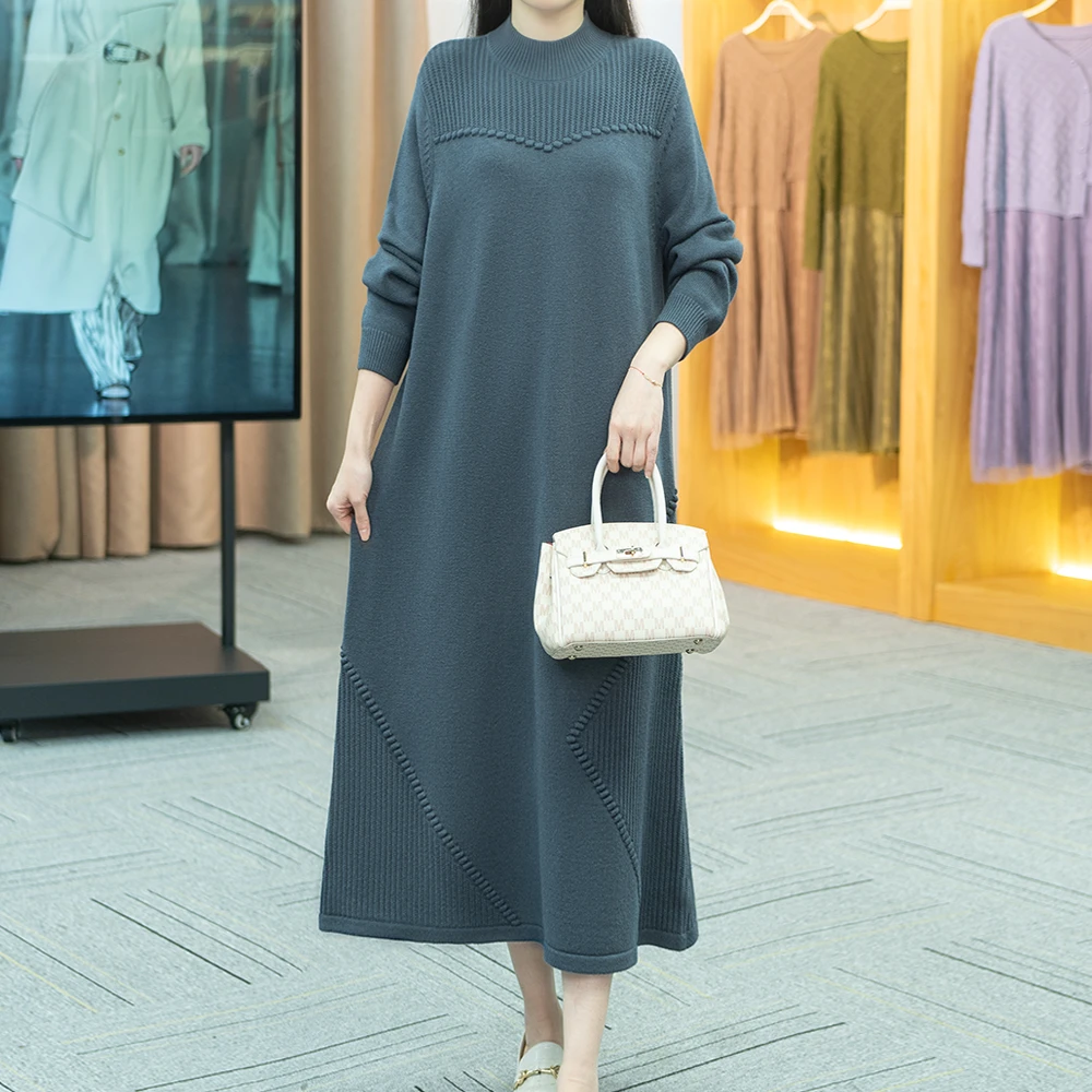 秋冬洋气连衣裙毛衣裙大裙摆秋季 2211-101
