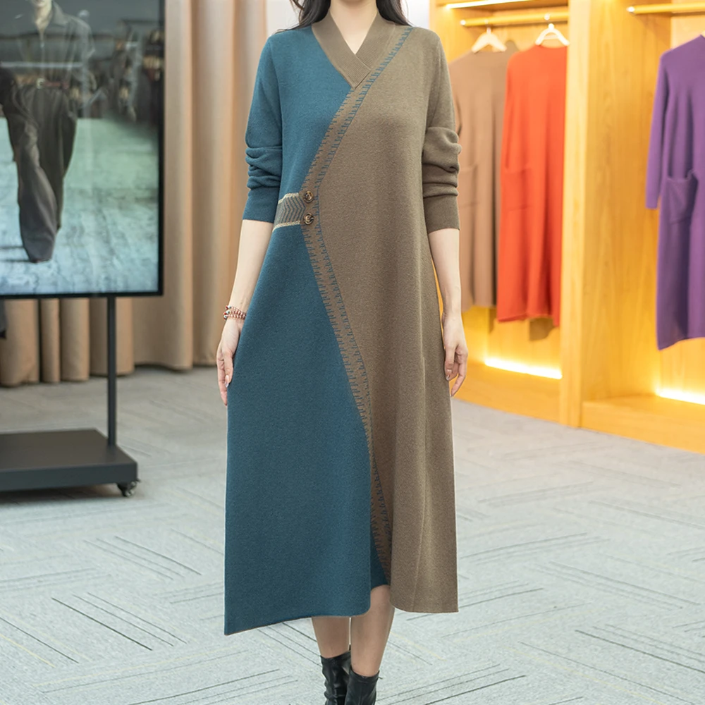 2024新款女时尚气质洋气中长款显瘦针织毛衣裙连衣裙2410-144