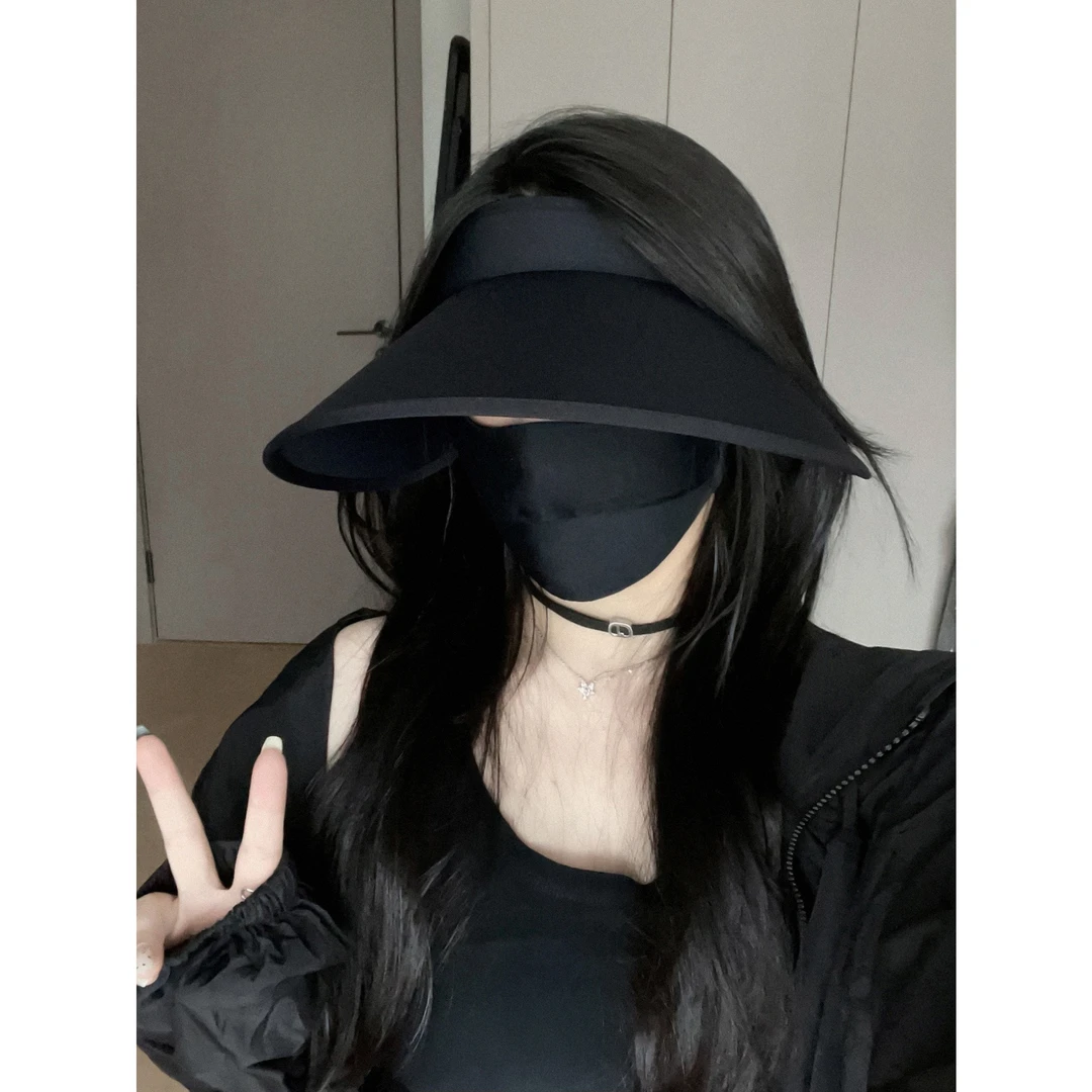 双面冰丝升级版防晒空顶帽遮脸防紫外线太阳帽子女夏透气