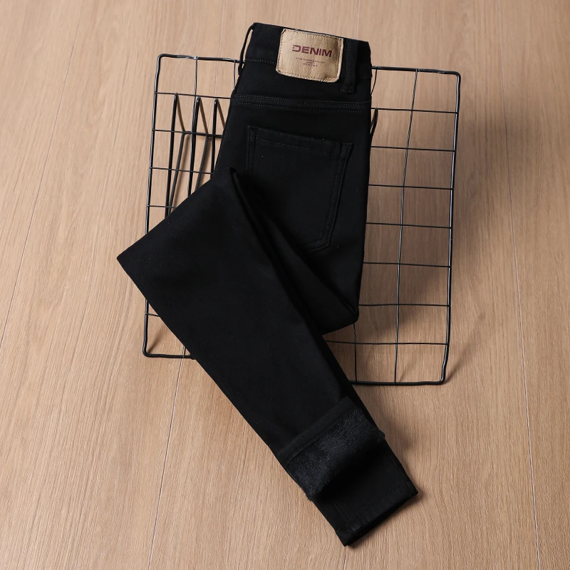 La Chapelle/拉夏贝尔显瘦小脚牛仔裤女士2025紧身弹力加绒铅笔裤