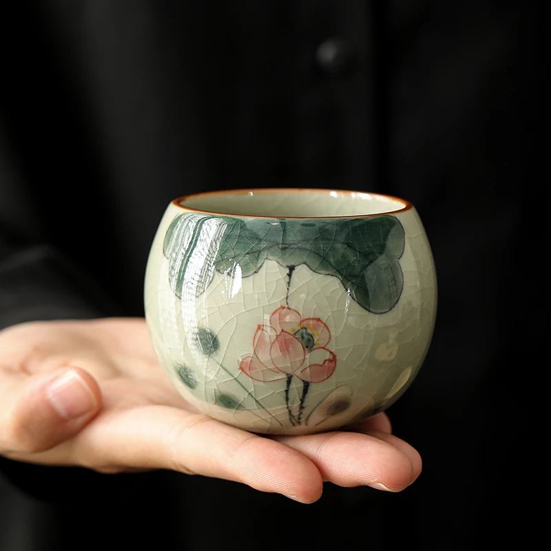 福利品手绘釉下彩主人杯单杯家用陶瓷茶杯个人专用品茗杯功夫茶具