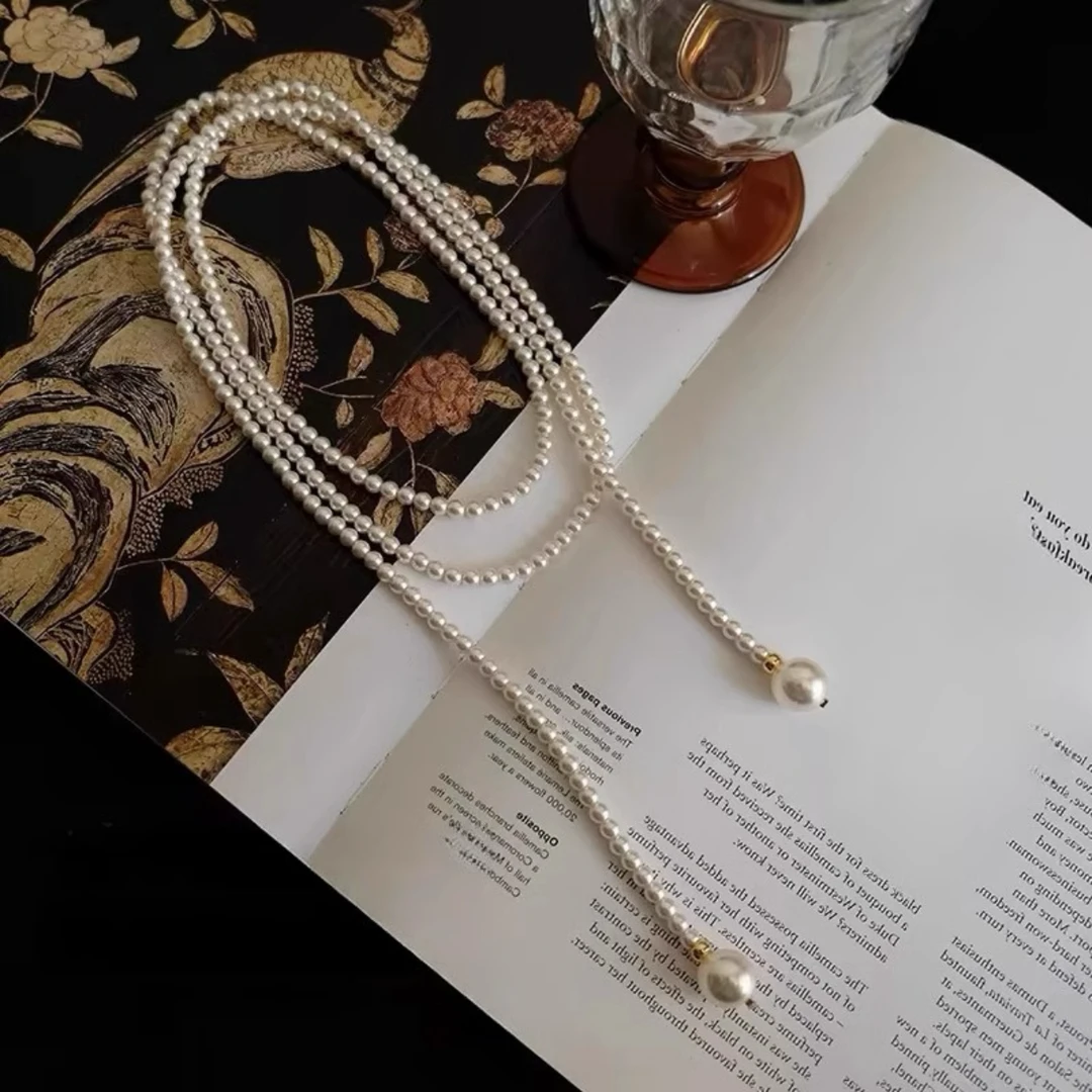 钛钢仿珍珠项链 【怦然心动】NK-159百变项链时尚百搭法式长款气质