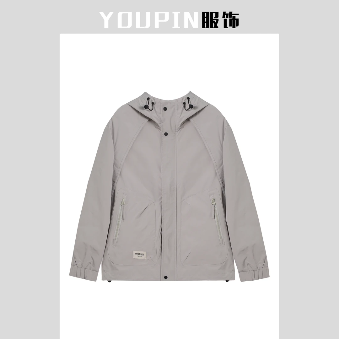 男士秋冬冲锋衣防风外套秋冬运动时尚连帽简约YY8456