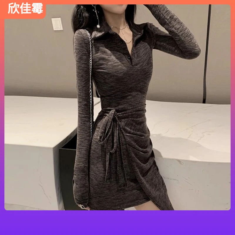 1法式精致显瘦连衣裙2024春秋新款女装温柔淑女秋冬包臀裙洋气淑I