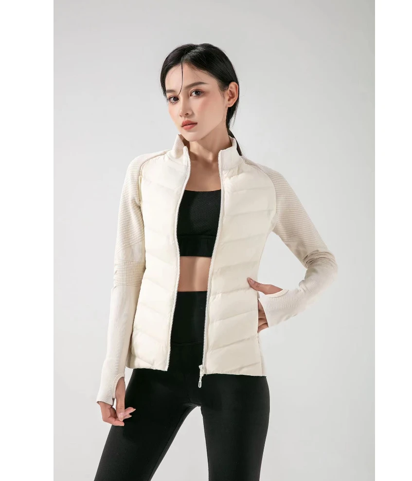YJ秋冬季女款修身显瘦运动瑜伽轻薄短款鹅绒服立领健身外套