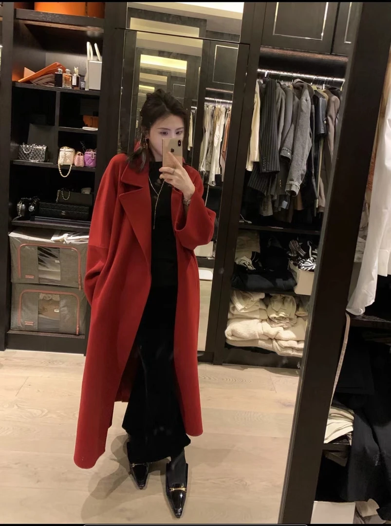 西西里 2024秋冬新款中长款宽松时尚高级感女士羊毛外套气质大衣