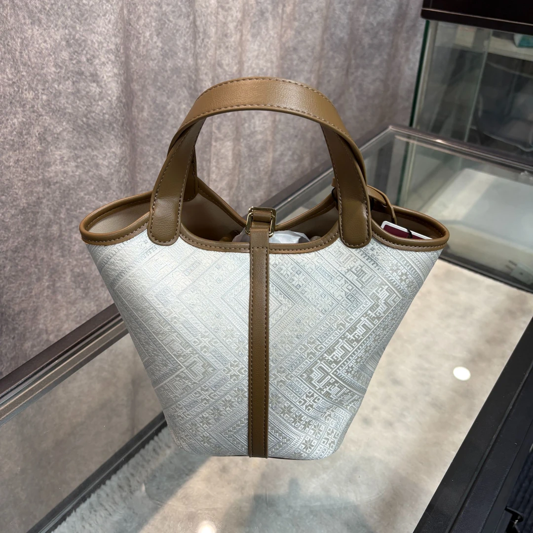 【仅两只】【素白几何菜篮子】广西非遗好物手工壮锦包包轻奢