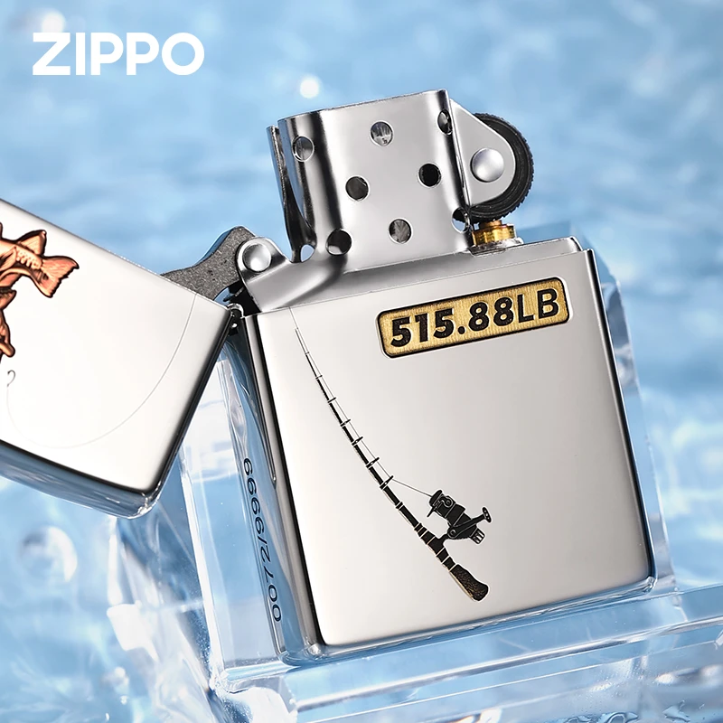 ZIPPO/之宝打火机【主播专属】深雕镶嵌钓鱼镜面防风男士DYJ1H1X1