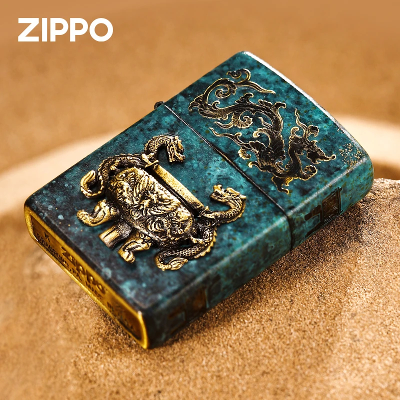 ZIPPO/之宝打火机【一言九鼎】做旧贴章男士复古黄铜送礼DYJ1H1X1