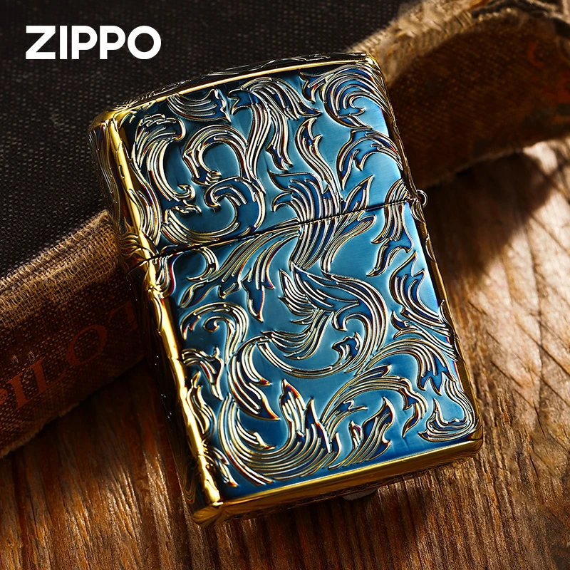 ZIPPO正品打火机太仓版限量唐草系列防风双面五面工艺男TC9912XJ