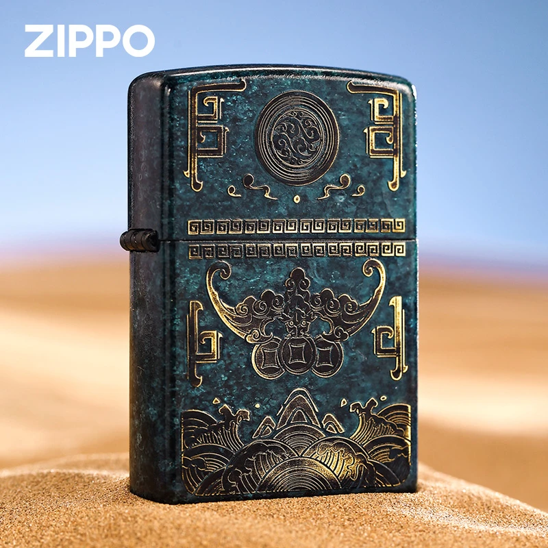 ZIPPO/之宝打火机做旧【招财纳福】青铜男士防风送礼收藏DYJ1H1X1