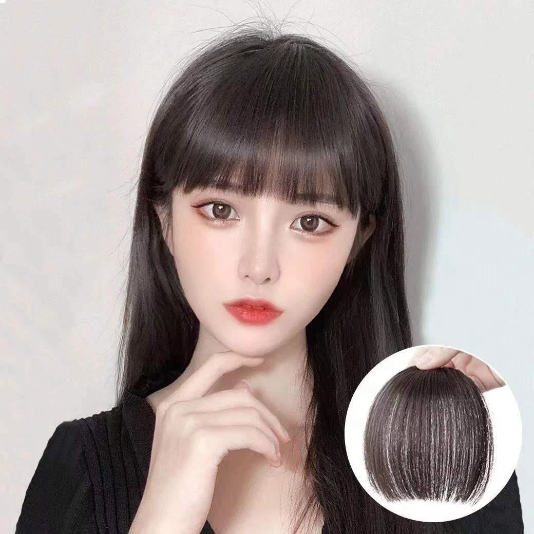 空气刘海假发片隐形无痕真发蓬松自然超薄迷你网红假刘海齐流海