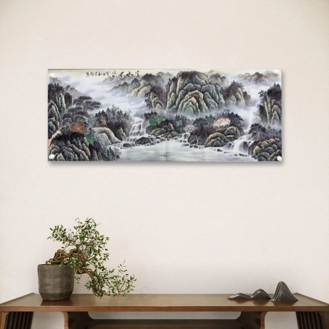 于光领-1-2-手绘国画-富水长流-小六-宣纸-客厅办公室挂画