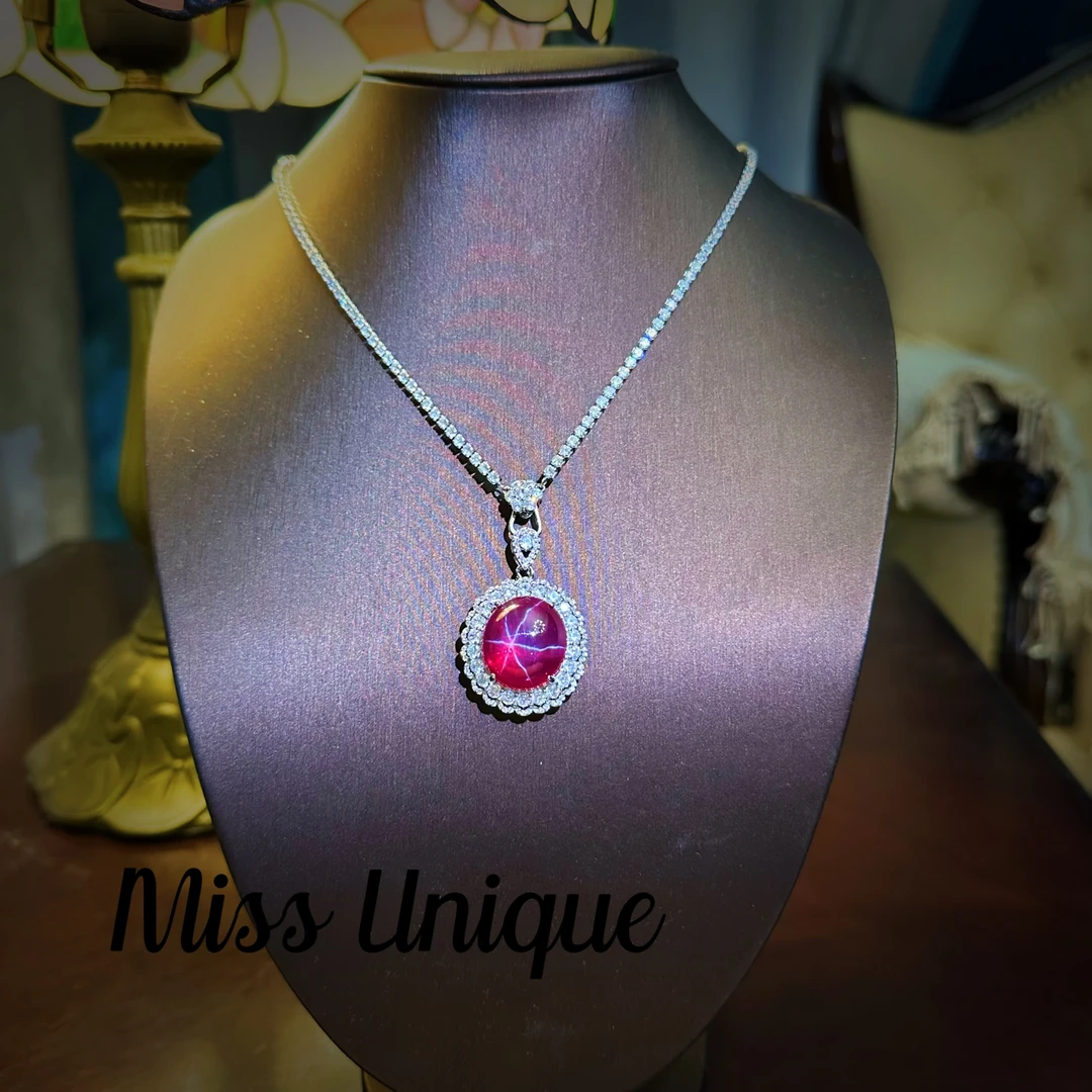 S6382星光红色大蛋面项链