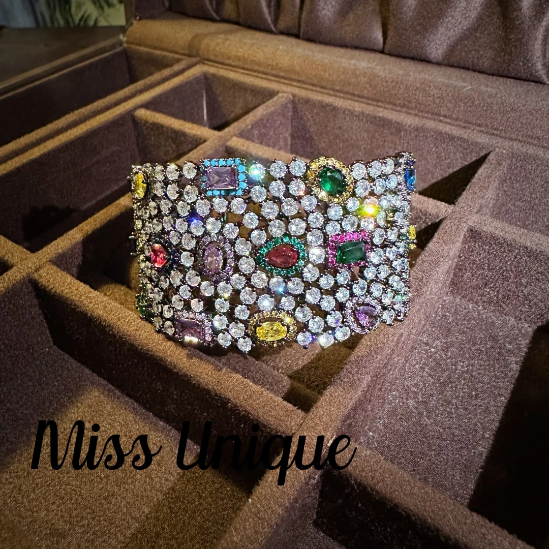 D5111宽版黑底彩色满钻手镯