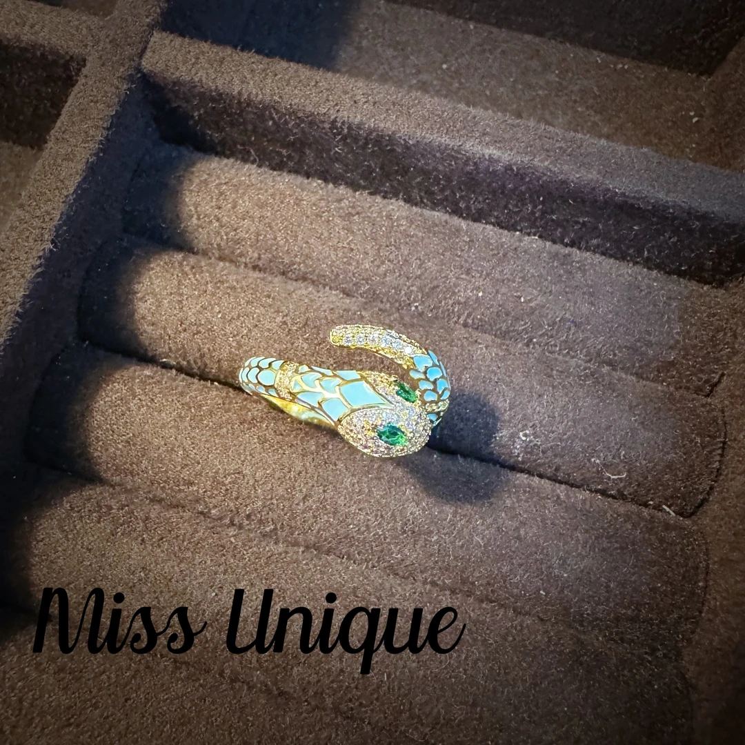 S6289 蓝色珐琅彩蛇戒指