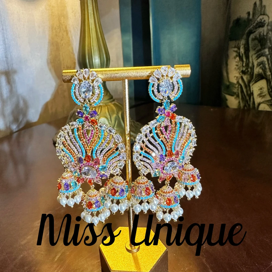 B405民族风重工彩色铃铛耳环