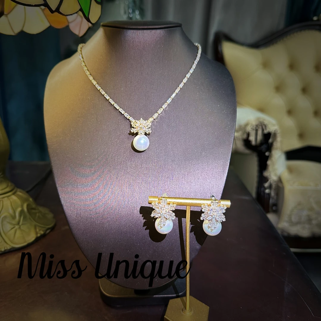 S6532白色雪花珠珠项链套装