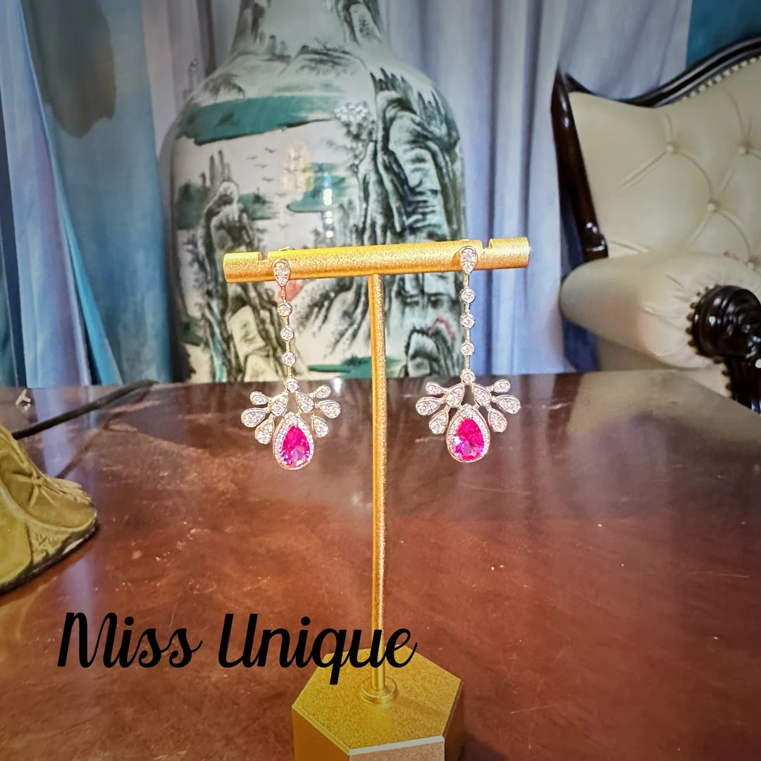 S6072出口订单红色水滴耳环