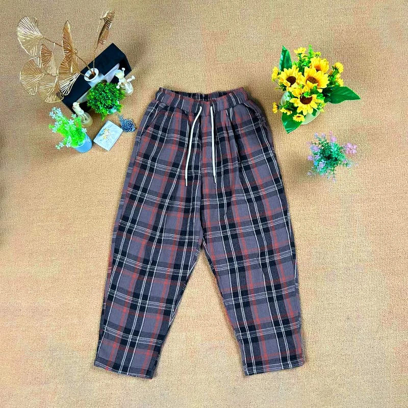 秋季新款6317大格子复古休闲百搭经典潮流时尚休闲洋气宽松格子裤